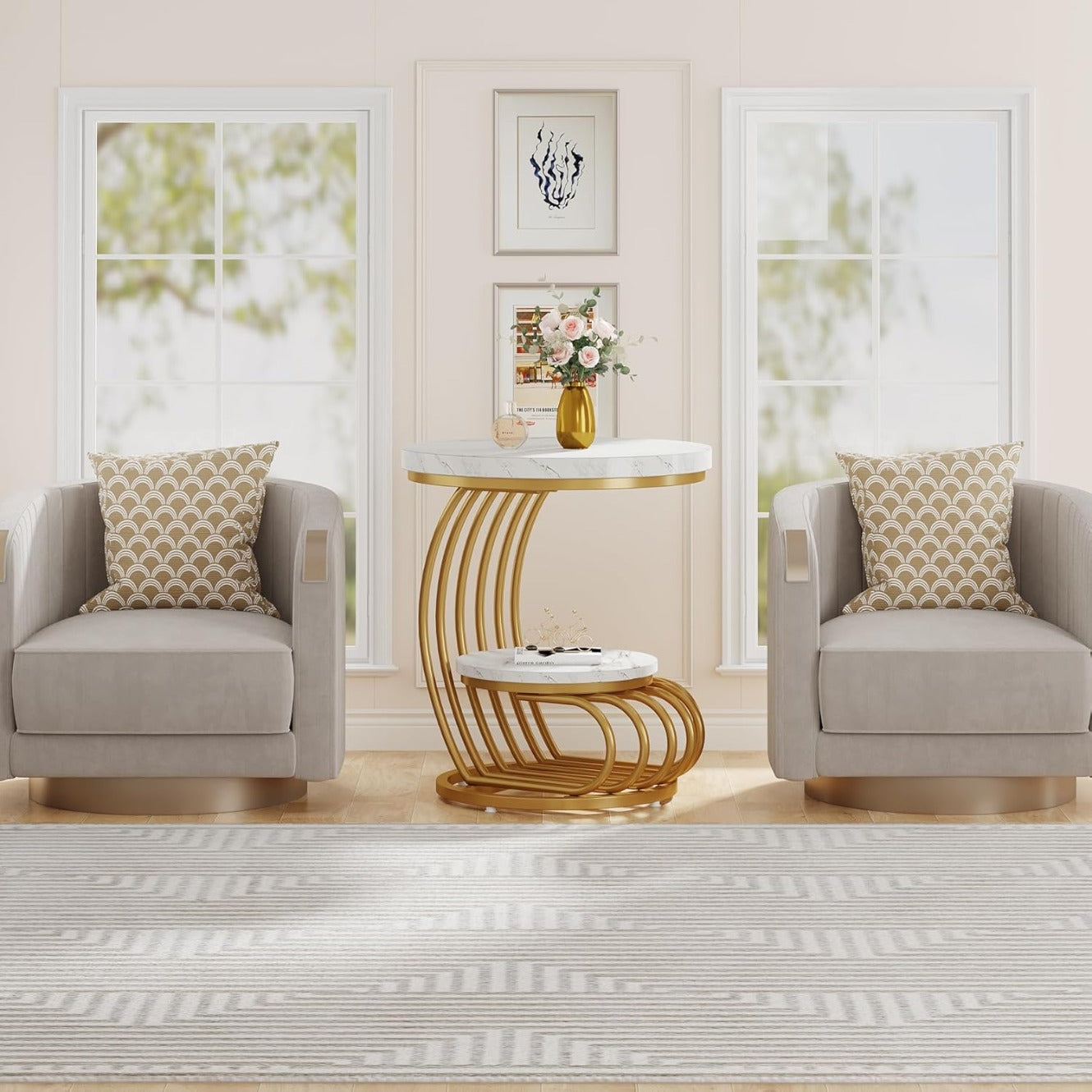 Eettafel – Tafel – Keukentafel – Landelijke Tafel – Houten Eettafel – Wit-Bruin – Stevig 4 cm Dik Tafelblad – Driehoekige Zware Voet - QUORE