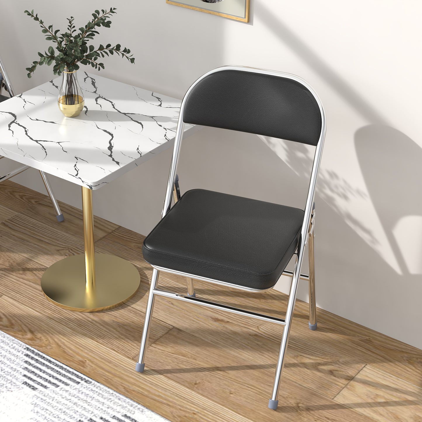 Klapstoel – Vouwstoel – Opvouwbare Stoel – Eetkamerstoel – Conferentiestoel – PU Leren Bekleding – Stevig Metalen Frame