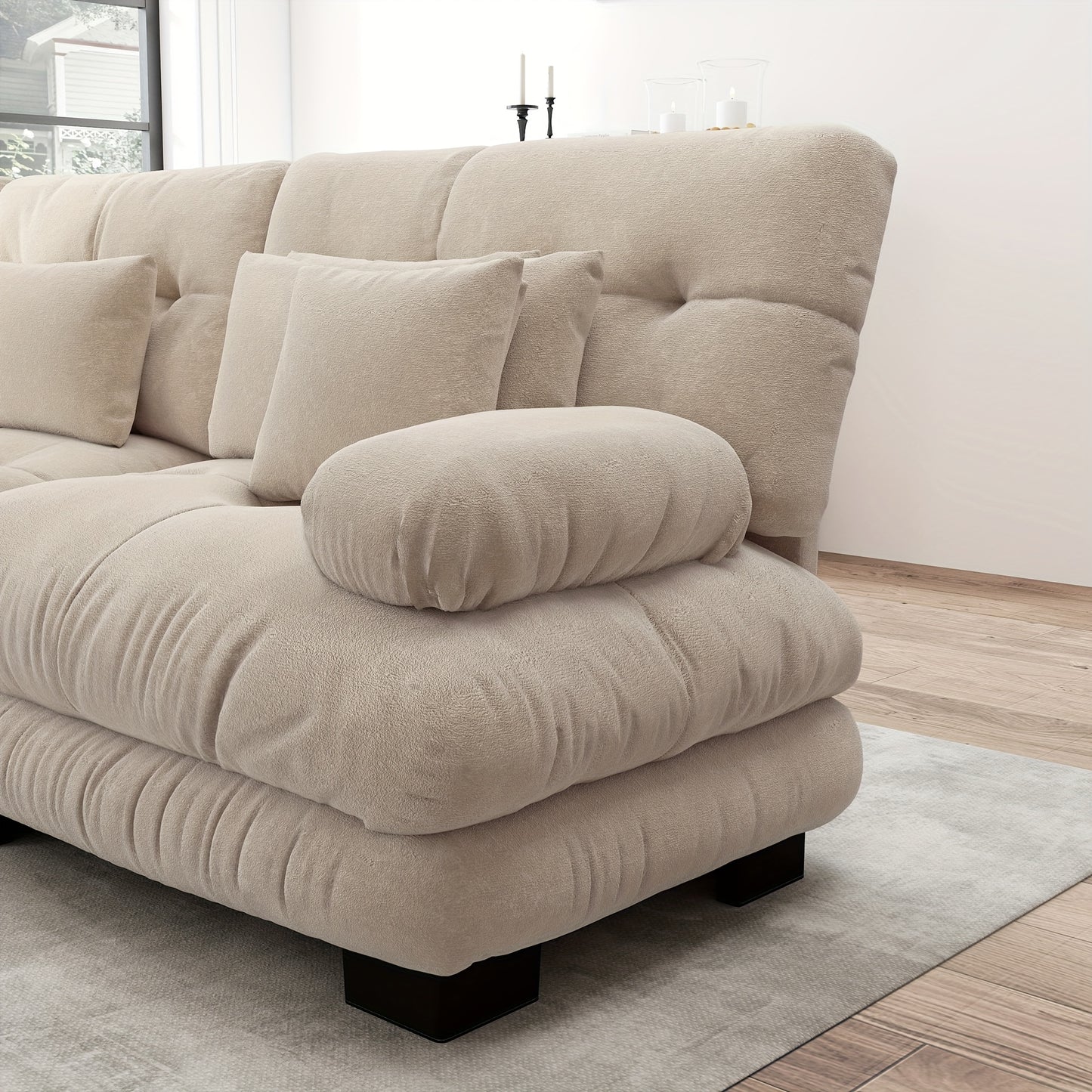 Luxury Oversized U-Shaped Sectional Sofa with Ottoman - Convertible Sofa Bed, Deep Seat Cloud Couch, Space-Saving Corner Suitable for Living Room, Apartment, Guest Room