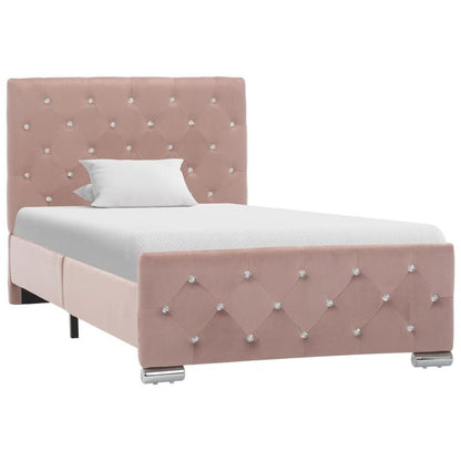 Bedframe 90x200 cm – Bedombouw – Bedbodem – Slaapkamer Meubel – Ledikant – Roze Velvet – Comfortabel Slapen – Eenvoudige Montage