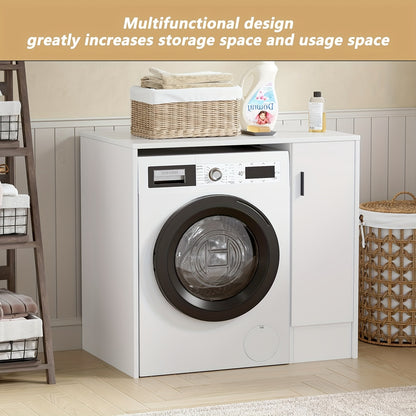 Wasmachinekast – Wasmachine Meubel – Opbergkast – Ombouw – Kast – Wit – 96x62x90 cm – Stevig Bovenblad 15mm – Ruimtebesparend Ontwerp