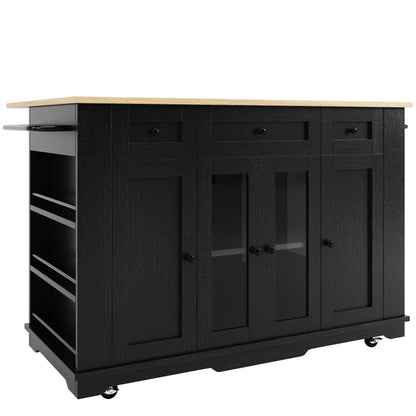 Keukentrolley – Keukenwagen – Keukenmeubel – Werkstation – Serveerwagen – Uitklapbaar Werkblad – Houtlook MDF – 106×50/78×90,5 cm – Zwart