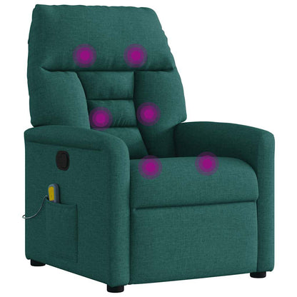 Massagestoel – Massagefauteuil – Ergonomische Stoel – Relaxstoel – Verstelbare Stoel – Donkergroen Stof – 6-Punts Vibratiemassage – Handmatig Verstelbaar tot 135°