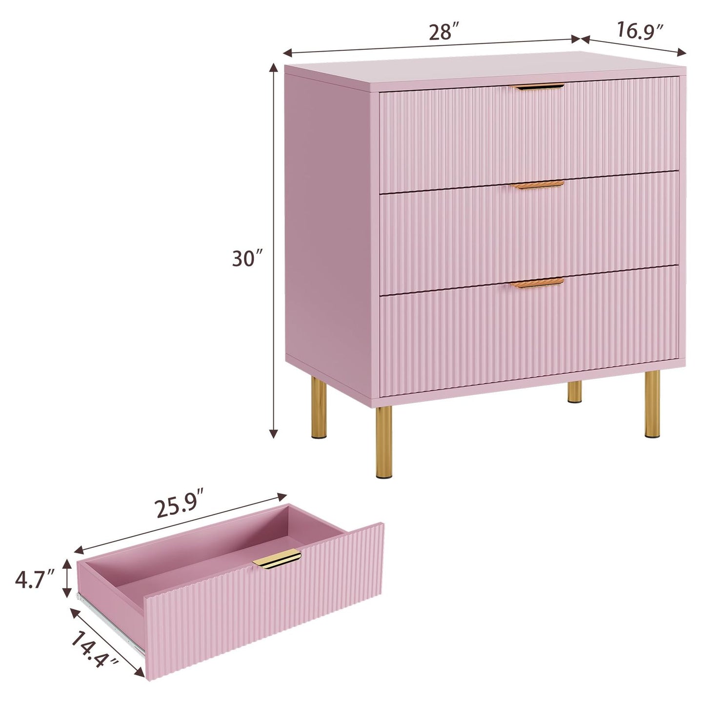 Ladekast – Commode – Opbergkast – Ladenkast – Roze Ladekast – 6 Ruime Laden – Duurzaam Hardhout