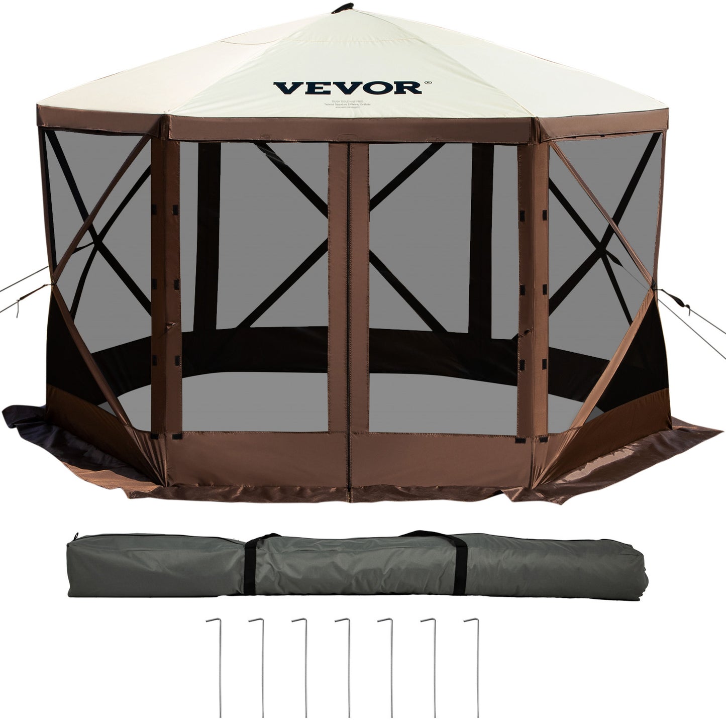 Pop-up Campingtent – Partytent – Tuinkamer – Terrastent – Markttent – 3,6 x 3,6 Meter – Waterafstotend 300D Oxford – Zes Afneembare Zijwanden Met Ramen