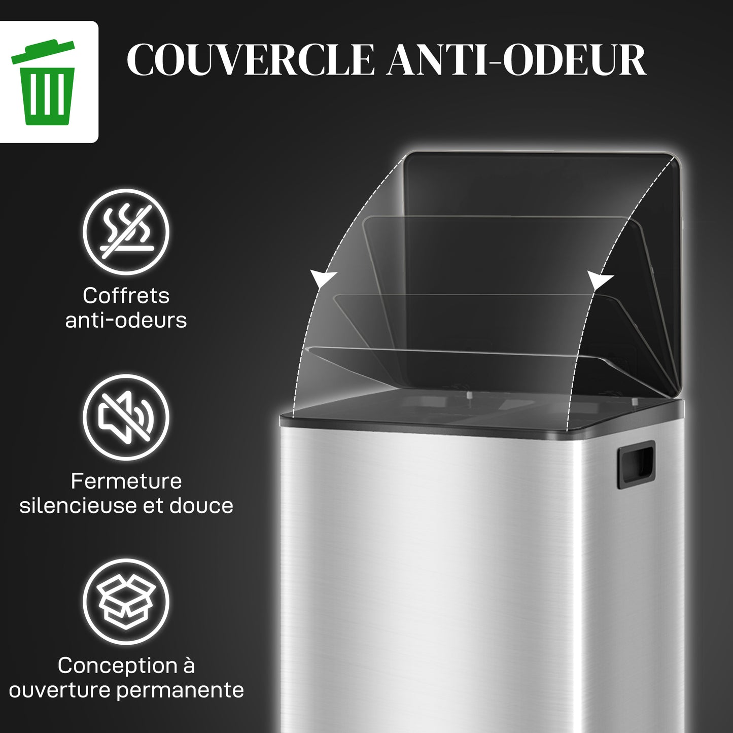 Prullenbak – Afvalbak – Pedaalemmer – Afvalemmer – Afvalscheidingsprullenbak – 2x30 Liter – RVS Met Softclose Deksel