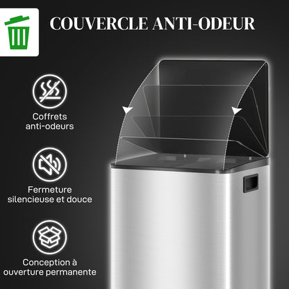 Prullenbak – Afvalbak – Pedaalemmer – Afvalemmer – Afvalscheidingsprullenbak – 2x30 Liter – RVS Met Softclose Deksel