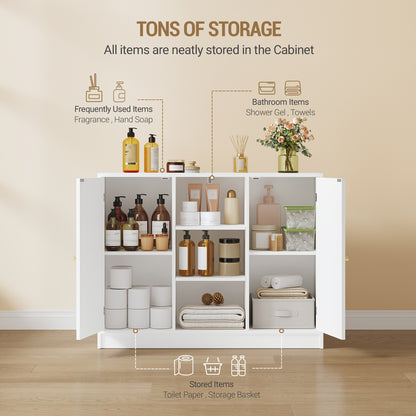 Badkamerkast – Badkamermeubel – Keukenkast – Opbergkast – Dressoir – 2 Deuren – Verstelbare Planken – 30x100x81,5 cm – Wit – Minimalistisch Design