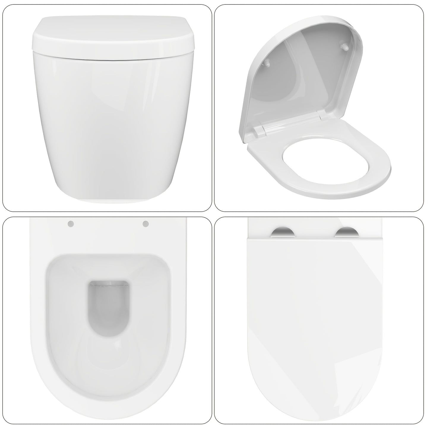 Wandtoilet – Hangtoilet – Toiletpot – Hangend Toilet – Diepspoel Toilet – Spoelrandloos – Softclose Bril – Keramiek – Ruimtebesparend Design – 51 cm Wit