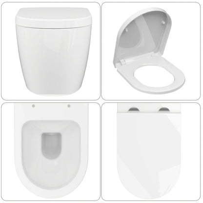 Wandtoilet – Hangtoilet – Toiletpot – Hangend Toilet – Diepspoel Toilet – Spoelrandloos – Softclose Bril – Keramiek – Ruimtebesparend Design – 51 cm Wit