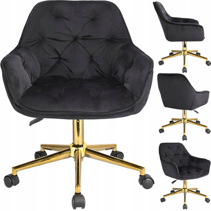 Fauteuil – Bureaustoel – Relaxstoel – Draaistoel – Werkstoel – Verstelbare Zithoogte 40-50 cm – Zachte Velvet Bekleding - Zwart