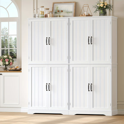 Opbergkast – Keukenkast – Dressoir – Wandkast – Kast Met Deuren – Modern Wit MDF – 180x80x40 cm – 6 Ruime Vakjes – Kras- En Waterbestendig