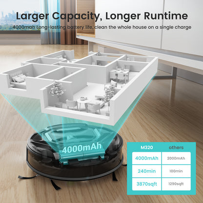 Robotstofzuiger – Dweilrobot – Stofzuigrobot – Schoonmaakrobot – Zuigrobot – 6000 Pa Zuigkracht – 800 ml Stofbak met App en WLAN