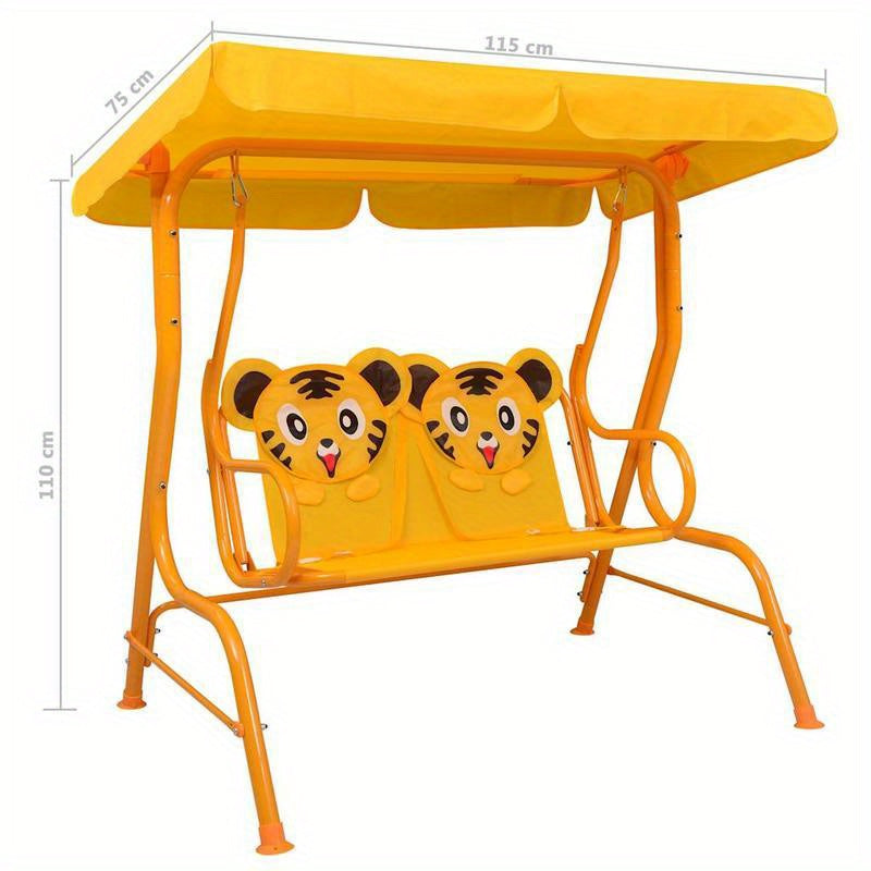 Schommelstoel – Schommelstoelen – Relaxstoel – Fauteuil – Loungestoel – Geel – Stevig Dennenhouten Frame – Weerbestendige Stof – 115x75x110 cm – Gemakkelijk Te Installeren