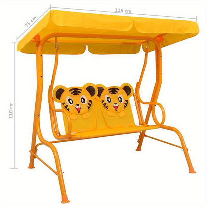 Schommelstoel – Schommelstoelen – Relaxstoel – Fauteuil – Loungestoel – Geel – Stevig Dennenhouten Frame – Weerbestendige Stof – 115x75x110 cm – Gemakkelijk Te Installeren