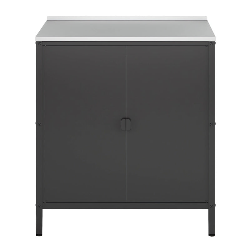 Tuinkast – Tuinkist – Tuinberging – Buitenkast – Opbergkast – Stalen Mat Zwart – 92x80x50 cm – Weerbestendig Met Verstelbare Pooten