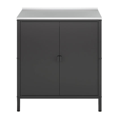 Tuinkast – Tuinkist – Tuinberging – Buitenkast – Opbergkast – Stalen Mat Zwart – 92x80x50 cm – Weerbestendig Met Verstelbare Pooten