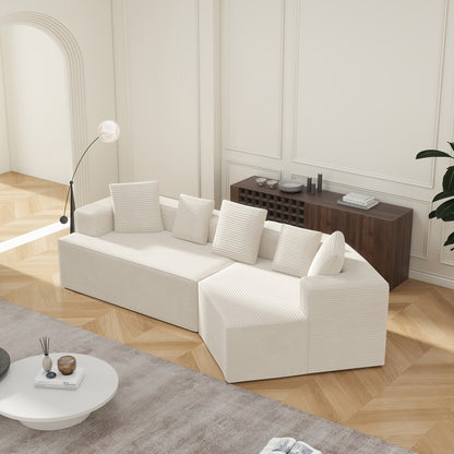 Moderne Modulair Bankstel – Hoekbank – Zitmeubel – Sofa – Slaapbank – Diepe Zitting – Volledig Gecomprimeerd Zonder Montage – Witte Stofbekleding