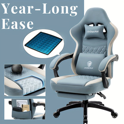 Gamingstoel – Gamestoel – Gaming Chair – Game Stoel – Bureaustoel – Blauw – Met Schommelfunctie – Memory Foam Zitting