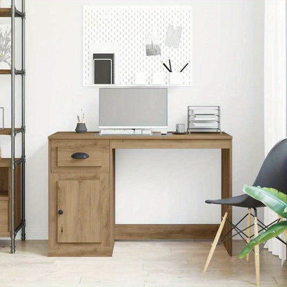 Bureau Eikenhout – Schrijftafel – Werkplek – Studieplek – Computertafel – Massief Hout – 2 Laden & Open Vak – Stevige Traditionele Constructie – 50x115x75 cm – Bruin
