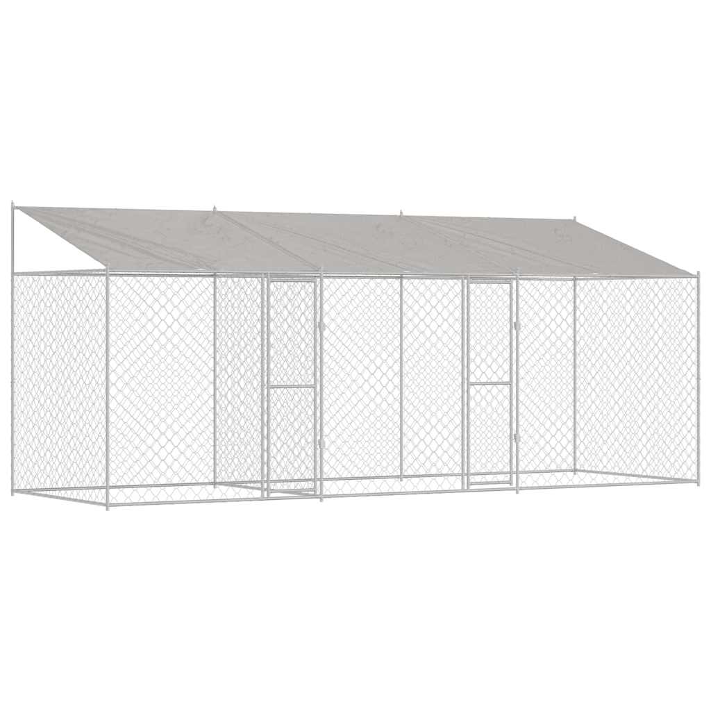 Hondenbench – Hondenkooi – Buitenkennel – Hondenren – Hondenverblijf – Verzinkt Staal – Weerbestendig Polyethyleen Dak – 6x2x2,56 m