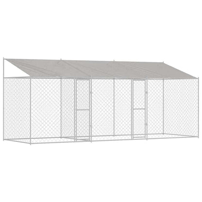 Hondenbench – Hondenkooi – Buitenkennel – Hondenren – Hondenverblijf – Verzinkt Staal – Weerbestendig Polyethyleen Dak – 6x2x2,56 m