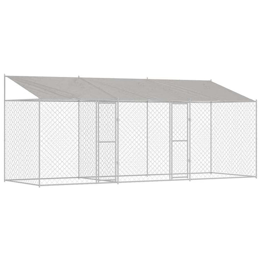 Hondenbench – Hondenkooi – Buitenkennel – Hondenren – Hondenverblijf – Verzinkt Staal – Weerbestendig Polyethyleen Dak – 6x2x2,56 m