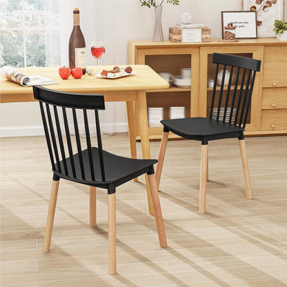 Eetkamerstoelen – Keukenstoelen – Stoelen – Livingstoelen – Bureaustoelen – Massief Houten Poten – Antislip Voetdoppen – Zwarte Set van 4