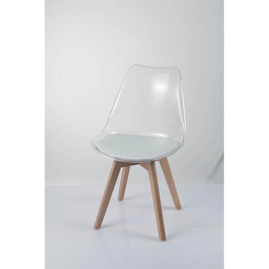 Set of 4 Transparent Dining Room Chairs with Ergonomic Seat, Hardwood Legs, Anti-Scratch