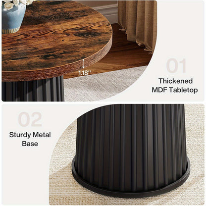 Ronde Eettafel – Kleine Keukentafel – Bistrotafel – Eettafel Voor 2 Personen – Compacte Tafel – Massief Houten Blad – Metalen Onderstel – Diameter 60 cm – Krasbestendig & Makkelijk Te Reinigen