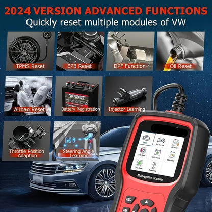 OBD2 Scanner – Autodiagnose Tool – Code Lezer – Uitleesapparaat – Diagnoseapparaat – Volledige Systeemdiagnose – 6 Resetfuncties