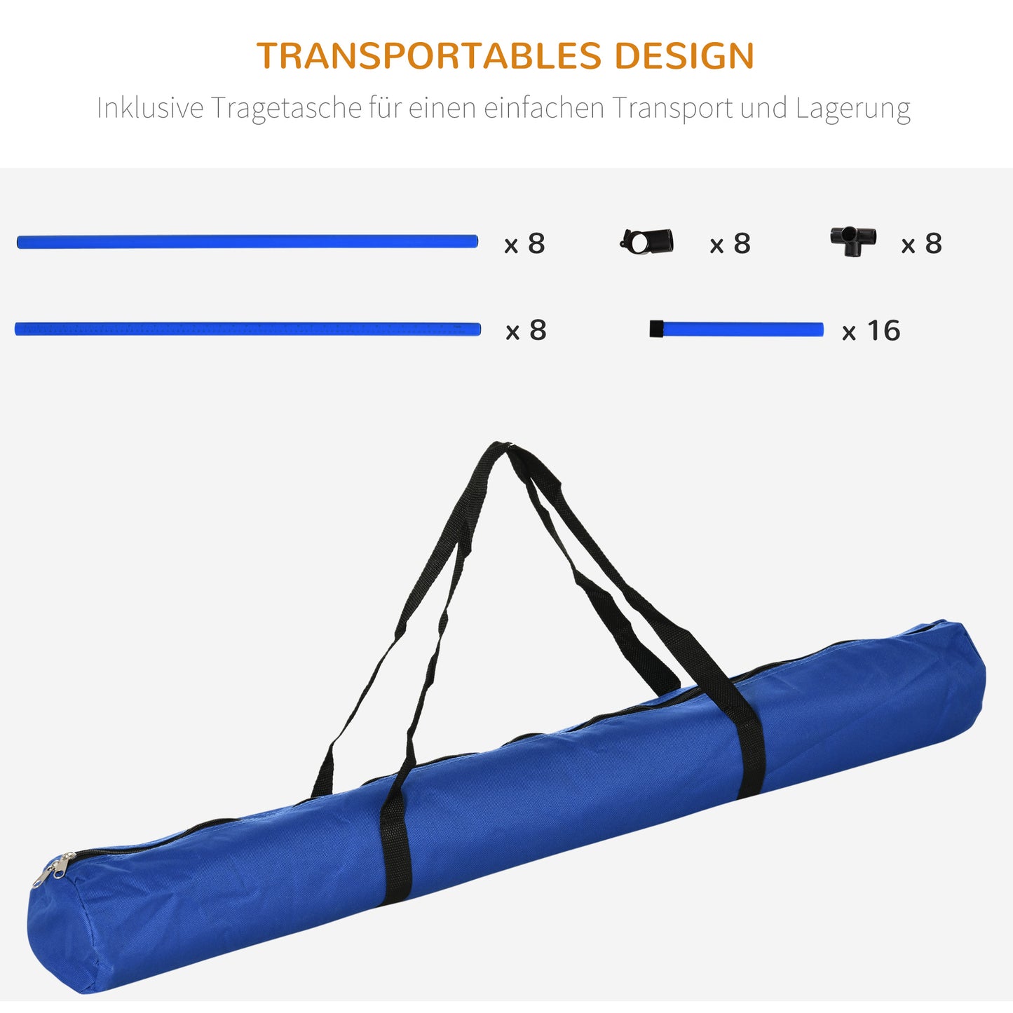 4-delig Agility Trainingsset voor Honden – Hindernisbaan Set – Springset – Behendigheid Set – Slalom Set – Verstelbare Hoogte – Inclusief Draagtas