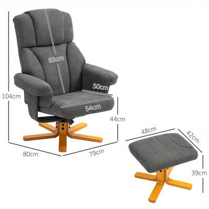 Adjustable Recliner Chair with Footrest - Heavy-Duty Hardwood Frame, Manual Recliner Sofa with Cushioned Seat & Backrest, Easy Assembly Living Room, Bedroom, Home Office Chair - Sturdy Base for Living Room, Dining Area, Balco