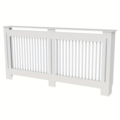 Radiatorombouw – Radiatorkast – Verwarmingsdeksel – Radiatorbekleding – Radiatorafdekking – Wit Houten Design – 100 cm Hoog – 3,2 Cu Ft Opbergruimte – Ventilerend Lamellenpatroon