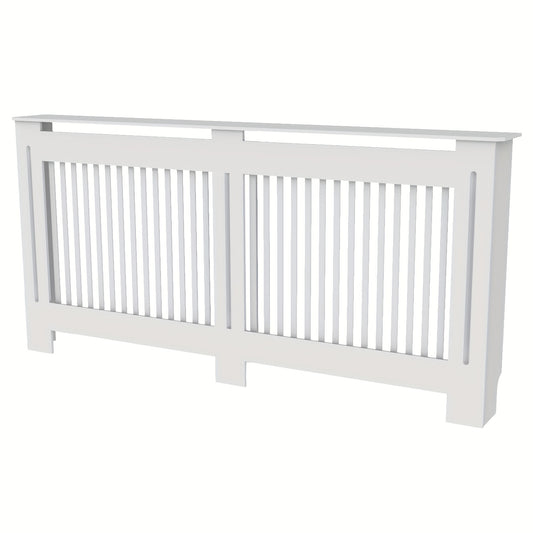 Radiatorombouw – Radiatorkast – Verwarmingsdeksel – Radiatorbekleding – Radiatorafdekking – Wit Houten Design – 100 cm Hoog – 3,2 Cu Ft Opbergruimte – Ventilerend Lamellenpatroon