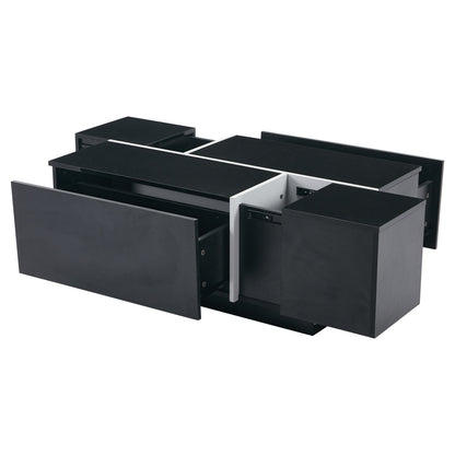 Salontafel – Koffietafel – Bijzettafel – Woonkamertafel – Zwarte Vierkante Salontafel – Met 4 Schuifladen – Metaal – 100x60x40 cm – Modern Minimalistisch Design