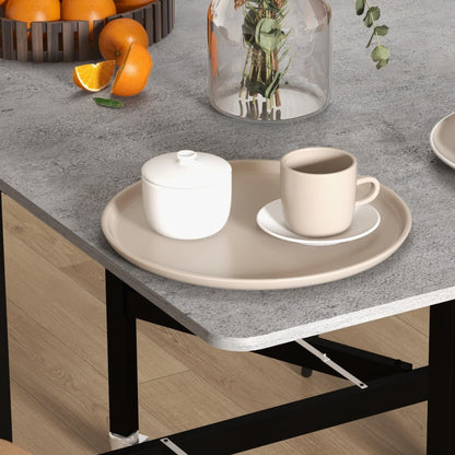 Uitklapbare Eettafel – Vouwtafel – Klaptafel – Keukentafel – Tafel Met Stalen Poten – Voor 4-6 Personen – Ruimtebesparend Hardhouten Blad – Met Zwenkwielen