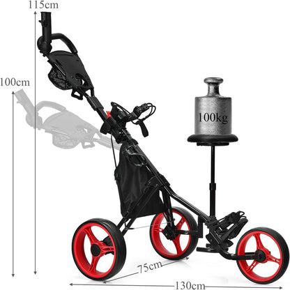 Golfkarretje – Golftrolley – Golfwagen – Golfcaddy – Golfpushcart – Inklapbaar en Lichtgewicht – Verstelbaar Zitje en Handvat