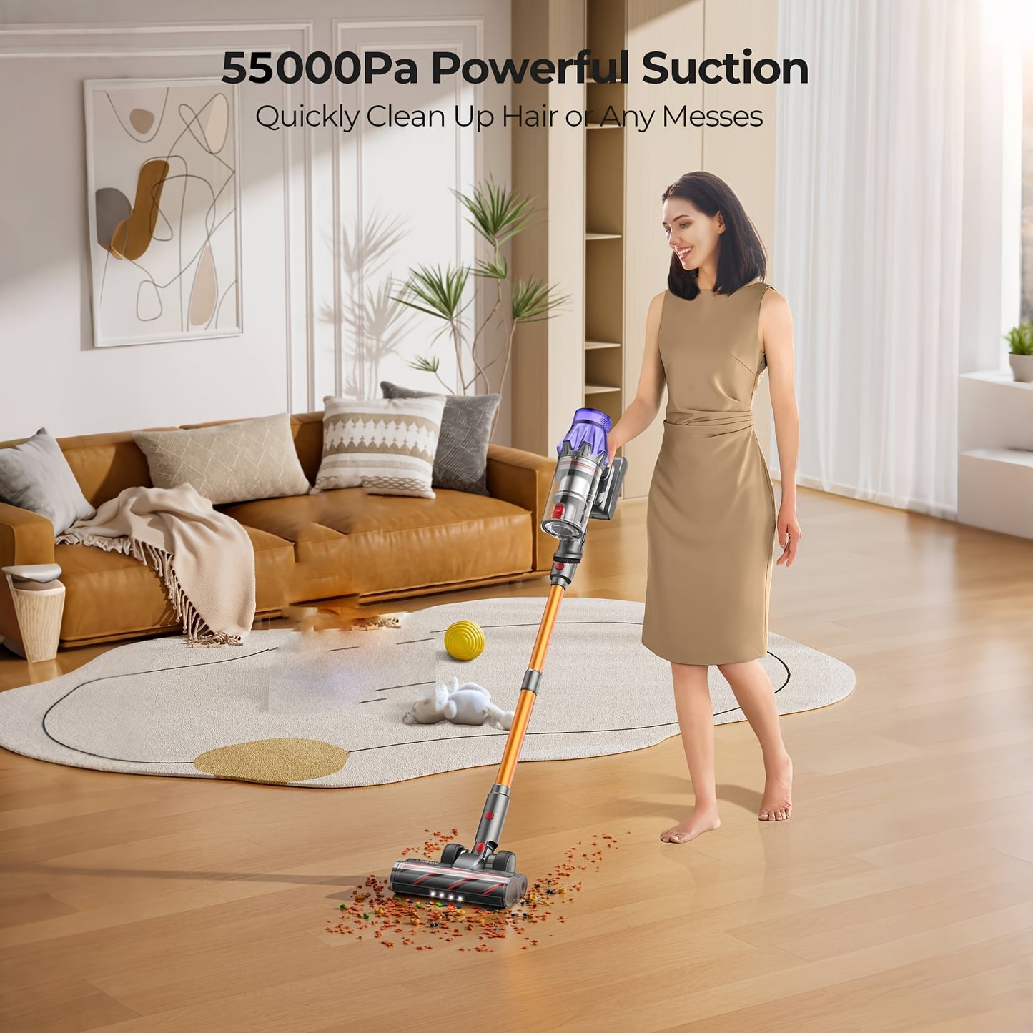 Draadloze Handstofzuiger – Kruimelzuiger – Mini Stofzuiger – Auto Stofzuiger – Compact Schoonmaakapparaat – Geel – 55 kPa Zuigkracht – HEPA-Filter