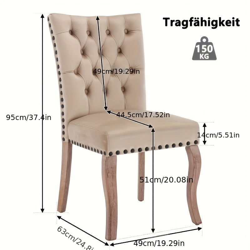 Eetkamerstoel – Stoel – Kuipstoel – Zithoekstoel – Keukenstoel – Set Van 2 – Katoenen Bekleding – Unieke Doorknocker Rugleuning