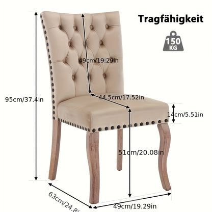 Eetkamerstoel – Stoel – Kuipstoel – Zithoekstoel – Keukenstoel – Set Van 2 – Katoenen Bekleding – Unieke Doorknocker Rugleuning