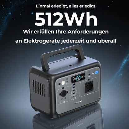 Portable Power Station – Draagbare Stroomvoorziening – Powerbank – Noodstroomvoorziening – Zonnegenerator – 512Wh Capaciteit – 800W Output Met Snelladen