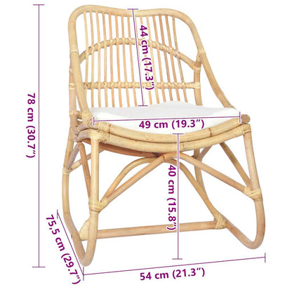Rotan Stoel – Rotan Fauteuil – Rotan Lounge Stoel – Tuinstoel – Bistrostoel – Natuurlijk Rotan Frame – Comfortabel Linnen Kussen