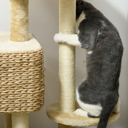 Krabpaal – Kattenkrabpaal – Kattenboom – Krabmeubel – Kattenhuis – Sisal Touw – Compact 60x40x98 cm – Inclusief Kattenhol en Ligbed