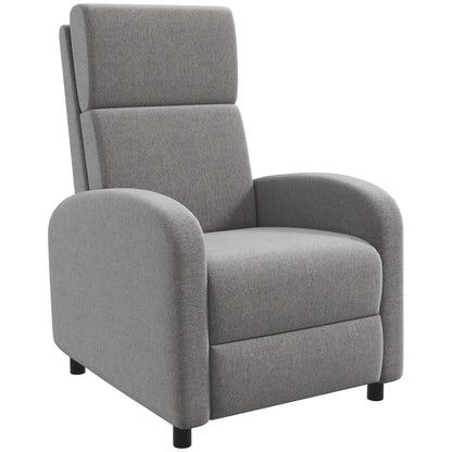 Relaxfauteuil – Relaxstoel – Loungefauteuil – Verstelbare Fauteuil – Zithoekstoel – Verstelbare Rugleuning 160° – Geïntegreerde Voetensteun – Polyester Linnen-look – Grijs
