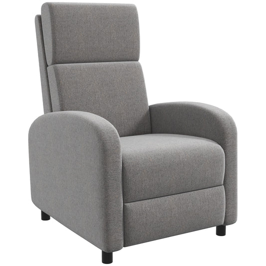 Relaxfauteuil – Relaxstoel – Loungefauteuil – Verstelbare Fauteuil – Zithoekstoel – Verstelbare Rugleuning 160° – Geïntegreerde Voetensteun – Polyester Linnen-look – Grijs