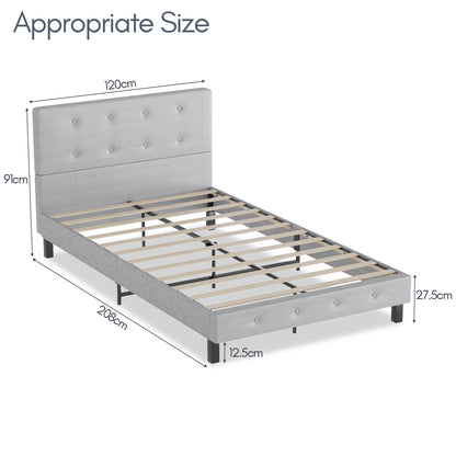 Bed Frame High Headboard 120*200Cm/140*200Cm Robust Bed Frame Maximum Load Capacity 350Kg for Bedroom Bed Faux Leather Fabric