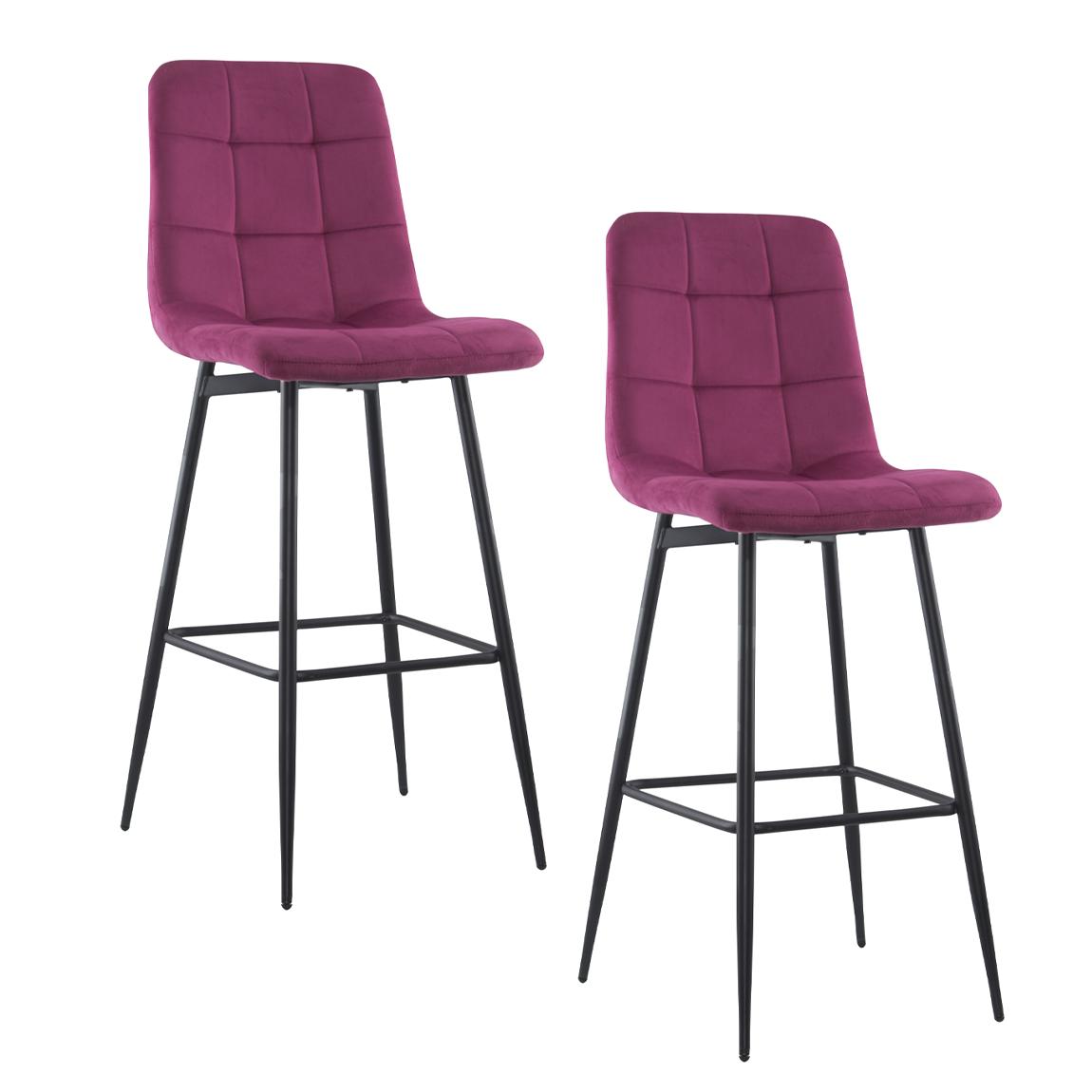 Velvet Fauteuils – Fluwelen Stoelen – Relaxfauteuils – Zithoeken – Loungestoelen – Set Van 2 – Zwarte Houten Structuur – Comfortabele Rugleuning Met Voetensteun – Bordeaux
