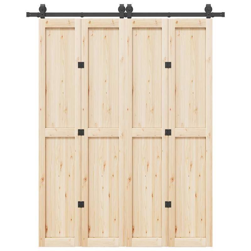 Schuifdeur – Binnendeur – Houten Deur – Loftdeur – Schuifdeursysteem – Zwaar Massief Hout – 59,94 cm Breed – 137,16 cm Hoog – Zwarte Handgrepen – Duurzaam & Gebruiksvriendelijk