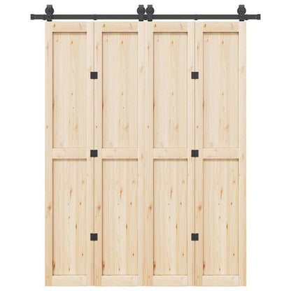Schuifdeur – Binnendeur – Houten Deur – Loftdeur – Schuifdeursysteem – Zwaar Massief Hout – 59,94 cm Breed – 137,16 cm Hoog – Zwarte Handgrepen – Duurzaam & Gebruiksvriendelijk